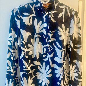 Tory Burch Long Sleeve Cotton Blouse Sz 4